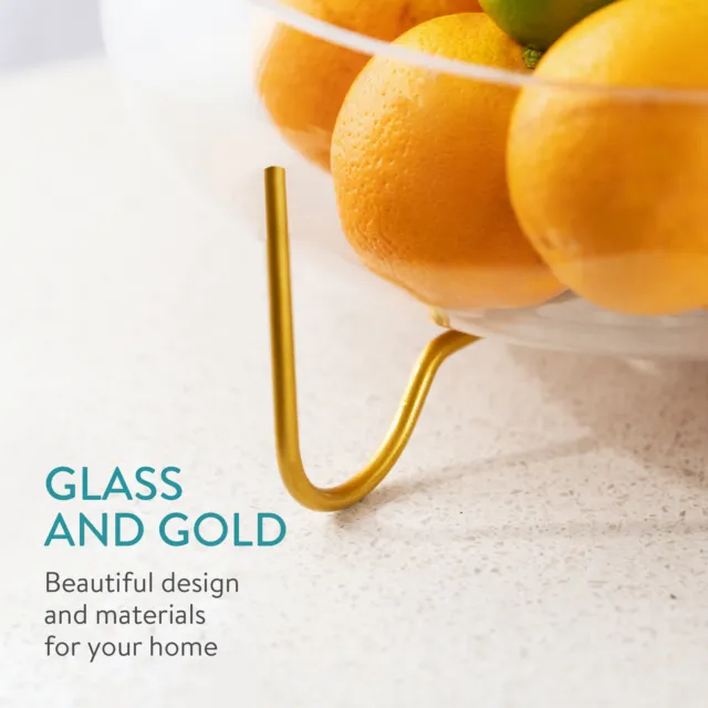 Obstschale aus Glas mit Ständer - transparente Glasschüssel für Früchte Salat 3