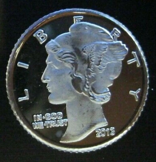 Mercury Head design - 1 GRAM GR G .999 Fine Pure Solid Silver Bullion Round