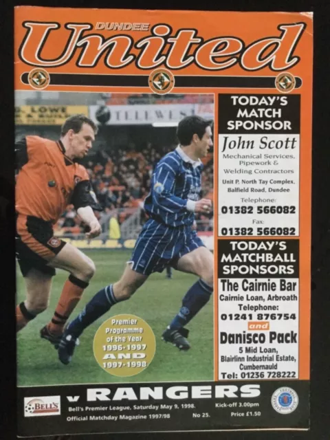 Dundee United v Rangers League Programme May 1998