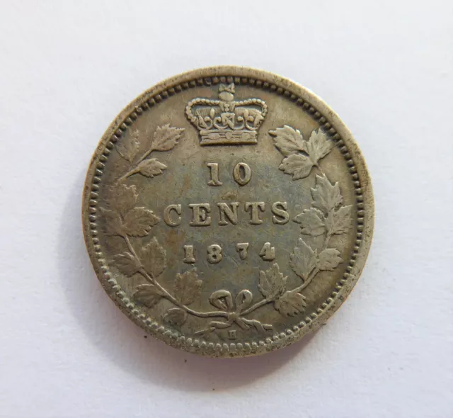 Queen Victoria Canada 10 Cents 1874 Silver Coin