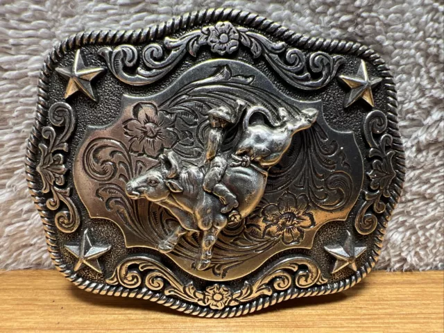 Boy's Bull Rider Belt Buckle Vintage Rodeo Cowboy Country Western Wear Nocona