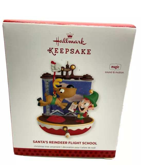 Santa's Reindeer Flight School 2013 Hallmark Ornament  Christmas Santa Claus Elf