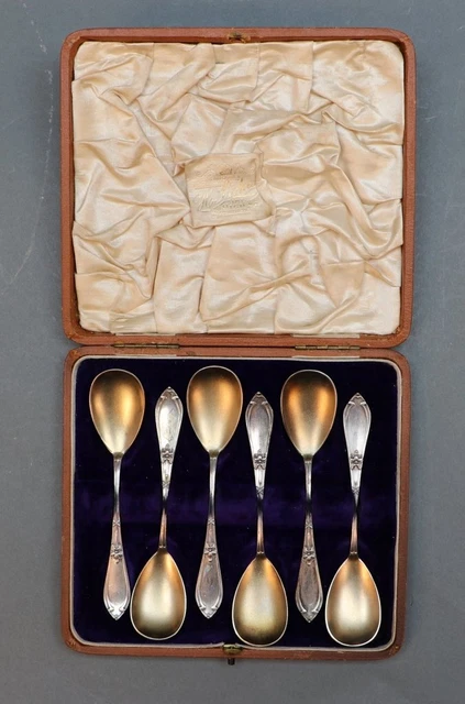 6 Kaffeelöffel - Jugendstil - Silber S800 - in Originalschachtel mit Samt - W23 6 Kaffeelöffel - Jugendstil - Silber S800 - in Originalschachtel mit Samt - W23