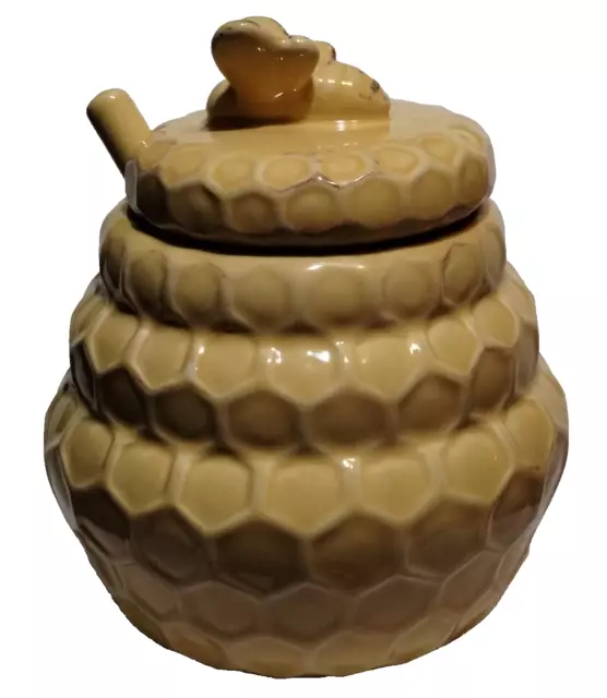 Ceramic Honey Pot & Dipper 4" X 5.25"  Honeycomb - Boston International - New 2