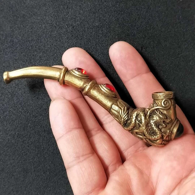Vintage Solid Brass Cigarette Holder Dragon Filter Pipe Cigarette Holders Gifts