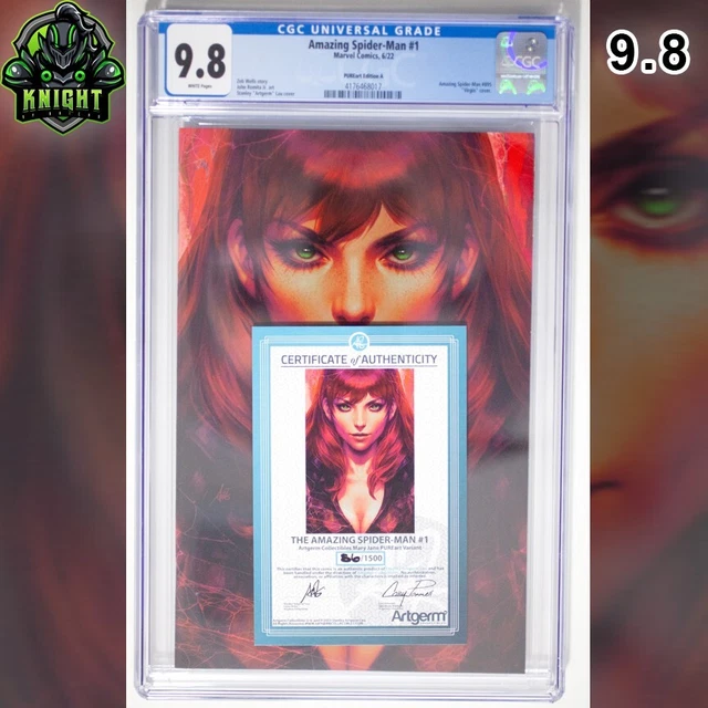 Cgc 9.8 - Amazing Spider-Man #1 - Stanley Artgerm Lau Pureart A + Coa Ltd 1500