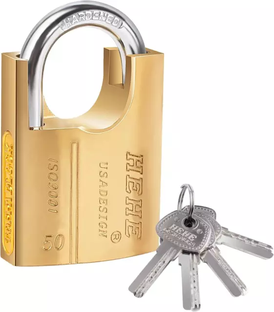 Heavy Duty Padlock High Security Brass Closed Shackle with 4 50mm