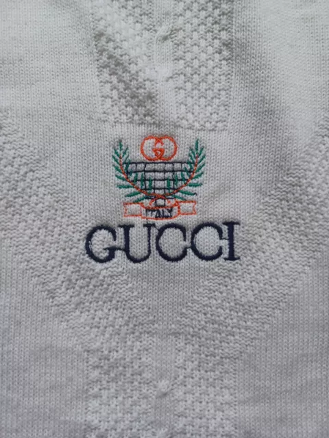 Suéter de lana para hombre Vintag Gucci años 80 blanco talla XL 3