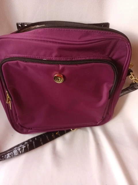 Samantha Brown Peacock Burgun w/ Black Croco RFID Travel Crossbody Handbag Purse 5