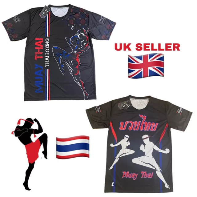 MUAY THAI BOXING T-SHIRT Martial Arts Thailand Training Top Gym Soft Air Tech