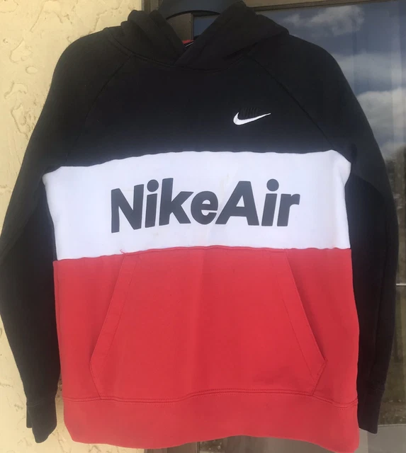 Vintage Nike Air Embroidered SwooskbLogo Black Red White Black Tag Hoodie L (19)