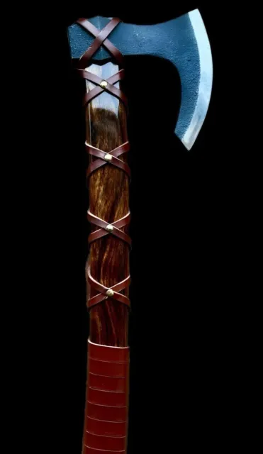 Ragnar Axe Camping axe - leather grip rose wood shaft - forest axe - feeling axe 3