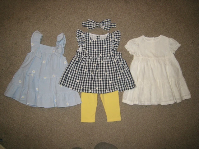 NEW F&F BABY GIRLS 3 x OUTFIT SET - DRESS & LEGGINGS - BUNDLE LOT - 3-6 MONTHS