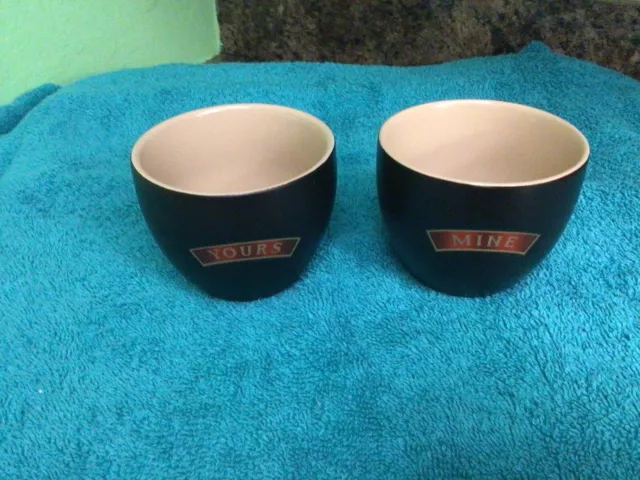 Mine And Yours Baileys Ceramic Cups 3in Tall Set Of Two Black Beige Coffee Tea