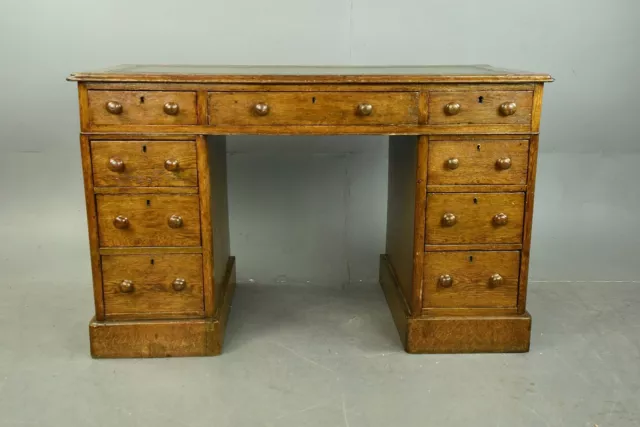 Victorian oak pedestal desk writing table