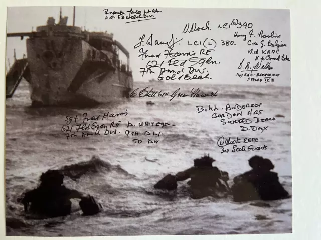 D-Day Photo Signed 11 WW2 Normandy Veterans