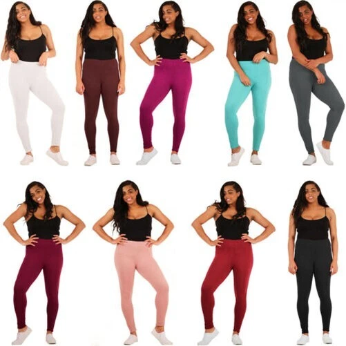 Donna Basic Vita Alta Legging Morbido Elasticizzato Lunghezza Intera S M L