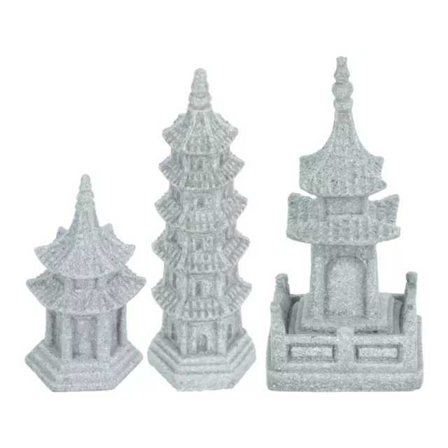 Set de decoración para salas Zen con mini jardín y pagoda (3 piezas) 2