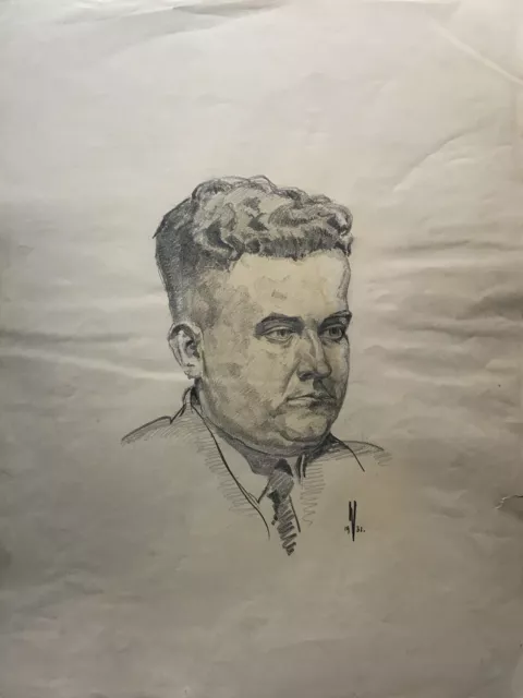 Zeichnung Mann mit Schlips und Anzug Junger Herr Portrait 1931