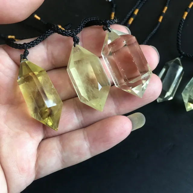 5Pcs Natural Clear Citrine Quartz Crystal Pendant Necklace Chakra Stone Healing