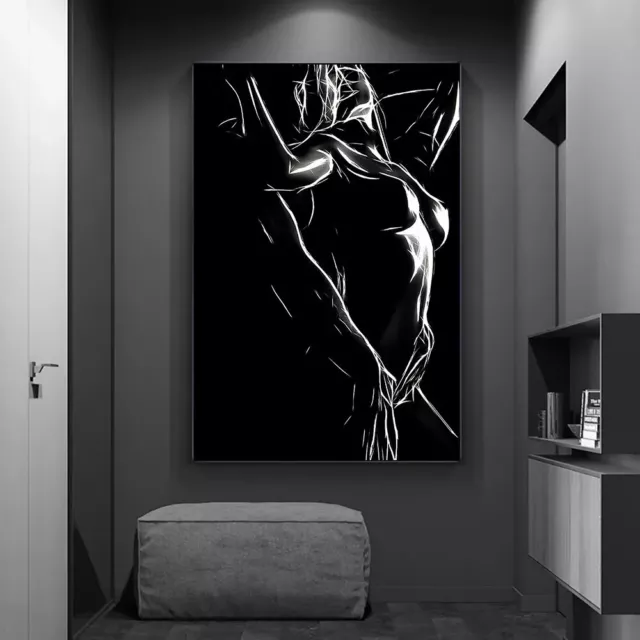 Sexy Couples Wall Art Canvas Painting White and Black Art Sexy Women Print Mural