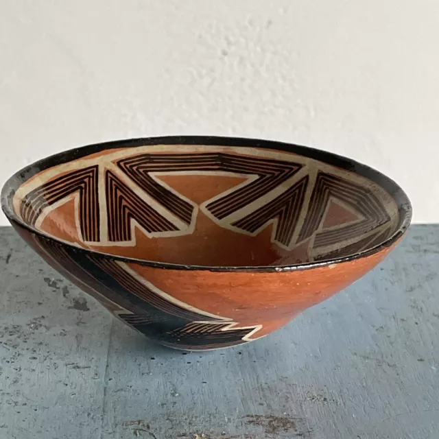 Vintage Kichwa Polychrome Pottery Mucawa Drinking Cup Bowl, Indigenous, Ecuador