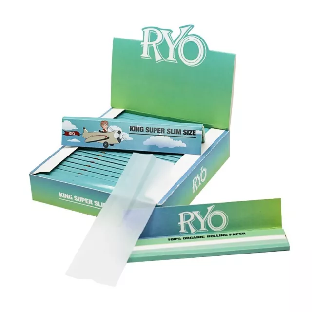 25 Packs RYO Hemp Rolling Papers 108 mm King Size Super Slim Smile High Club