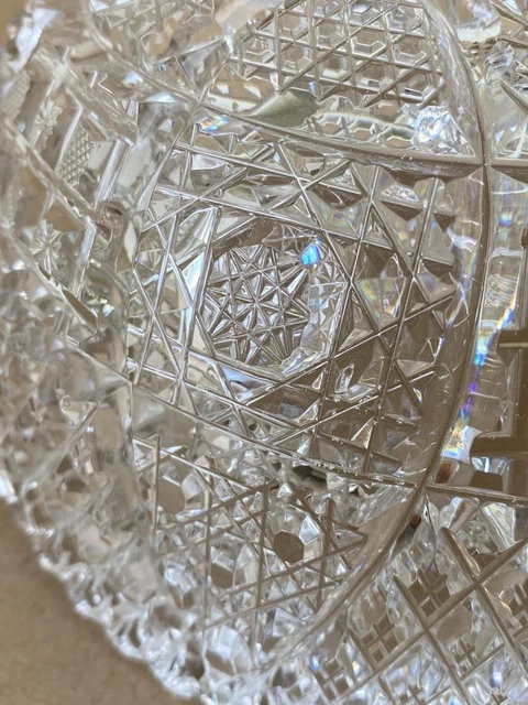 Antique Victorian American Brilliant Glass ABP Cut Crystal Hobstar 8" Bowl Dish 10