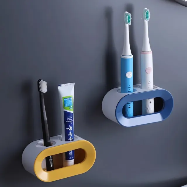 Zahnbürstenhalter Bad Kunststoff selbstklebend ohne Bohren Wandmontage Regal