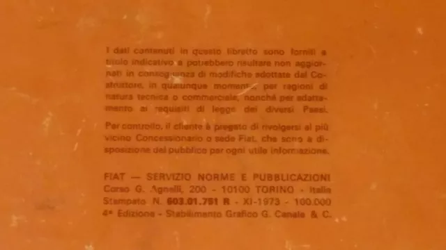 Manuale di istruzioni uso e manutenzione libretto Fiat 126 originale italiano 2