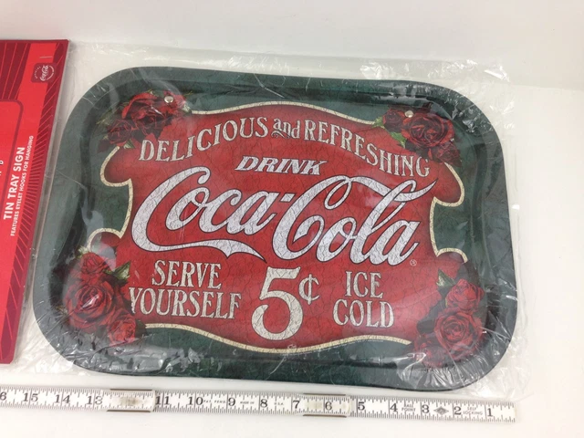 Coke Coca Cola Vintage Repro Tin Tray Sign w/ Wall Hanging Hooks NOS Sealed New