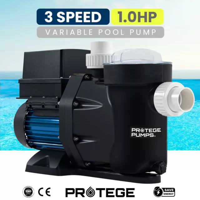 PROTEGE Variable Speed Pump 1HP 3 Speeds Quiet Economical Swimming Pool and Spa