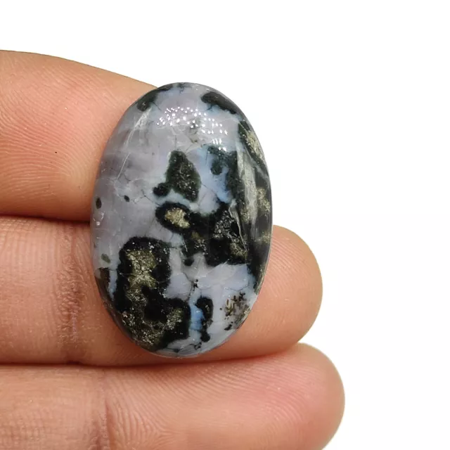 Forme Ovale 25ct Naturel Noir Gris Indigo Gabbro Jasper Cabochon Gemme M6873