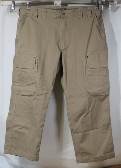 Duluth Trading Desert Khaki Fire Hose Flex Relaxed Fit Cargo Work Pants 40 x 28