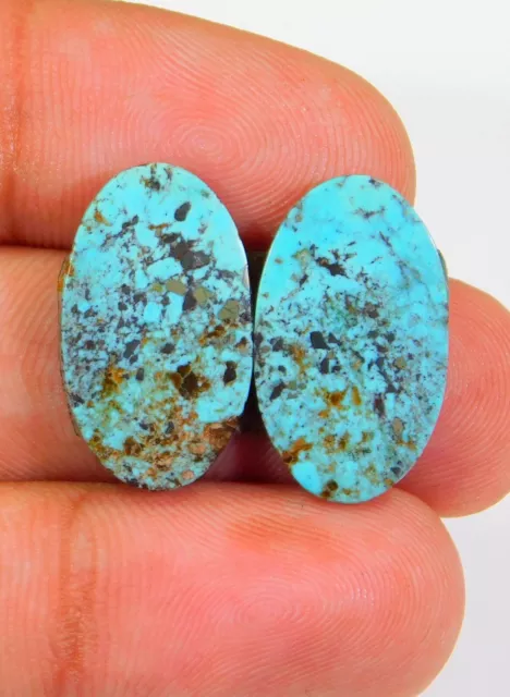 17.CT Naturel Turquoise Assortis Paire Ovale Cabochon Gemme 22x13x3MM Ay = 0393