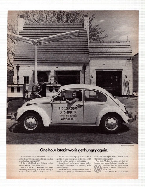Vintage Print Ad 1970 Volkswagen Beetle Hong Kong Chef LIFE Magazine Antique