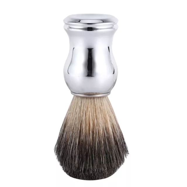 Men's Fashionable Shaving Brush Face Cleaning Tool Faux Hair & Silver BOO