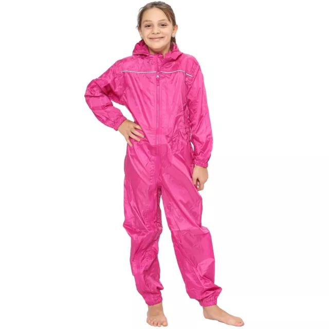 Girls Boys Raincoat Kids Pink Puddle Suit Rainwear Waterproof Hooded Rainsuit