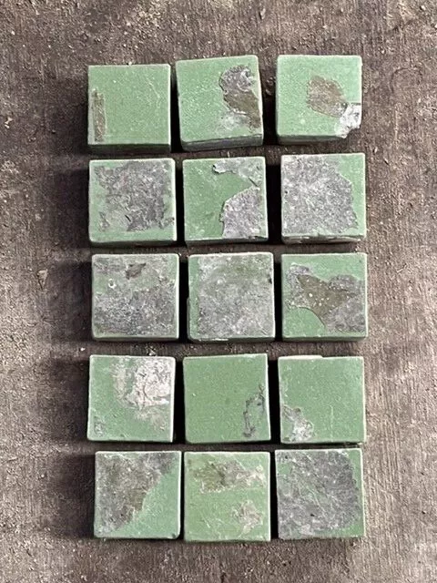 Antique Victorian Maw & Co Green 1 inch square Encaustic Floor Tiles Reclaimed