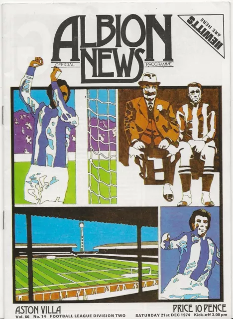 1974/75 West Bromwich Albion v Aston Villa Division 2 Programme