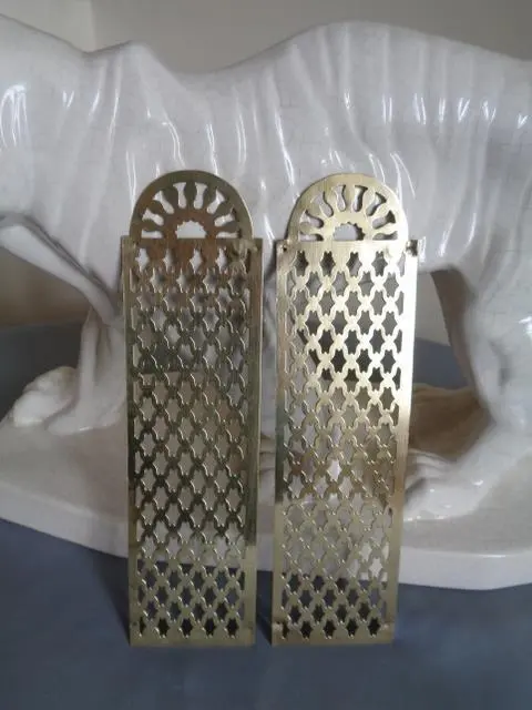 PAIR - Antique French Door Push Plates / TwoThin Pierced Brass finger plaques