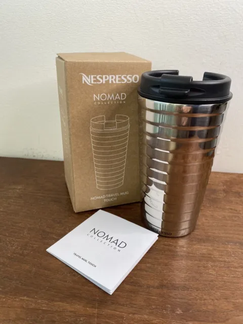 new in the box NESPRESSO TOUCH NOMAD SILVER TRAVEL MUG 11 fl.oz good gift