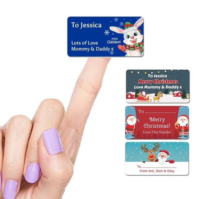 CHRISTMAS STICKERS, NAME tag stickers, Xmas Gift Labels, Gift tags, 64mm x 34mm £3.10 - PicClick UK