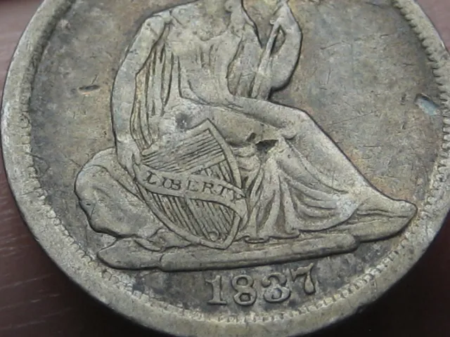 1837 Seated Liberty Half Dime, Large Date, VF Details