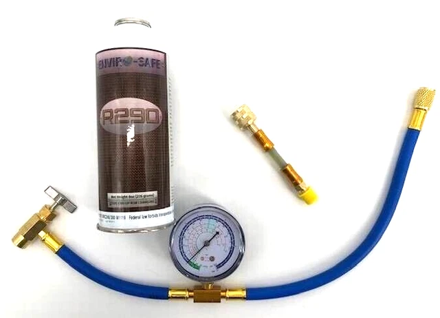 Enviro-Safe R290 8 oz. can, Gauge Set & Proseal Mini Direct Inject Kit