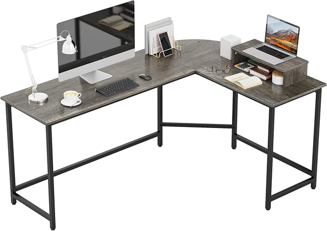 L Shaped Desk with Monitor Stand, Reversible Corner Computer Desk for Home Offic