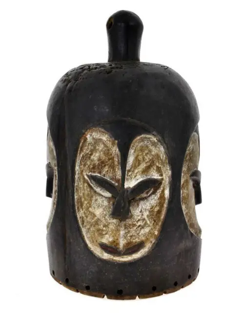 FANG NGONTANG HELMET MASK (c. 70's) GABON (four faces mask) AFRICAN HAND CARVED