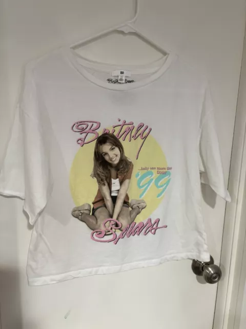 bp Britney Spears baby One More time Cropped Over Sized concert shirt XS