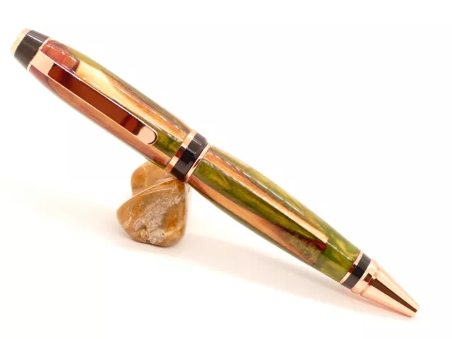 Beautiful Hand turned Handmade Cigar Style Pen Resin with embedded cedar wood