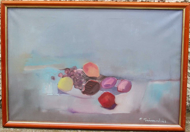 Franco Grimaldi - Foggia - Composizione Di Frutta - Vecchio Quadro Dipinto Olio